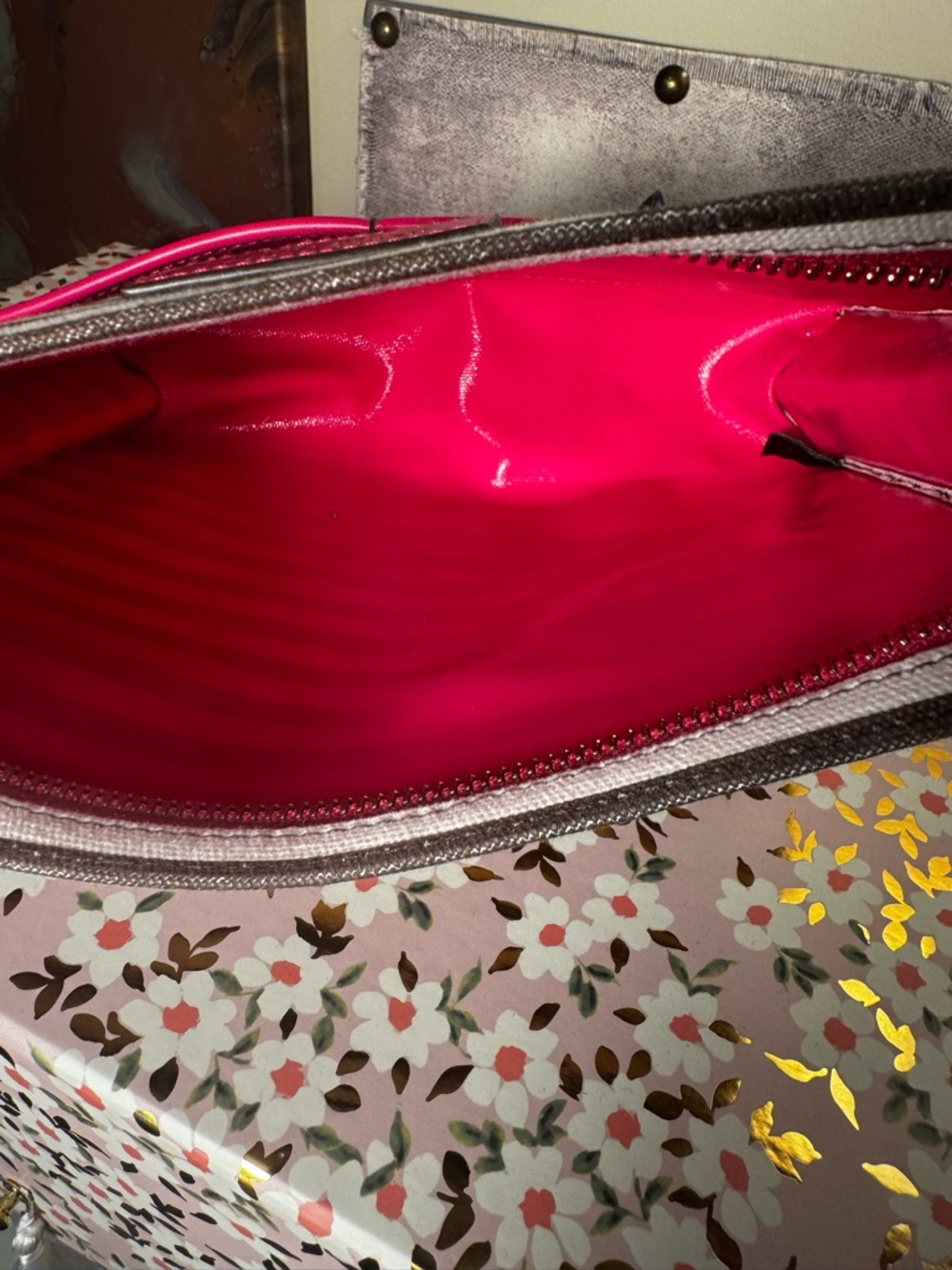 Henri Bendel Iconic Striped Canvas Clutch with Hot Pink Trim - Picture 5 of 5